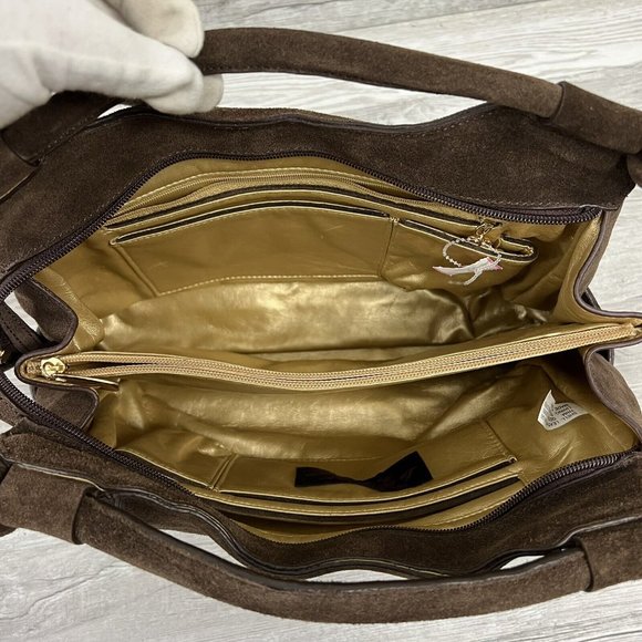 NWT LA GIOE DI TOSCANA Limited Edition Brown Calf Hair Suede Leather Handbag - Picture 6 of 12